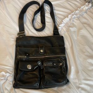 ROOTS black leather bag